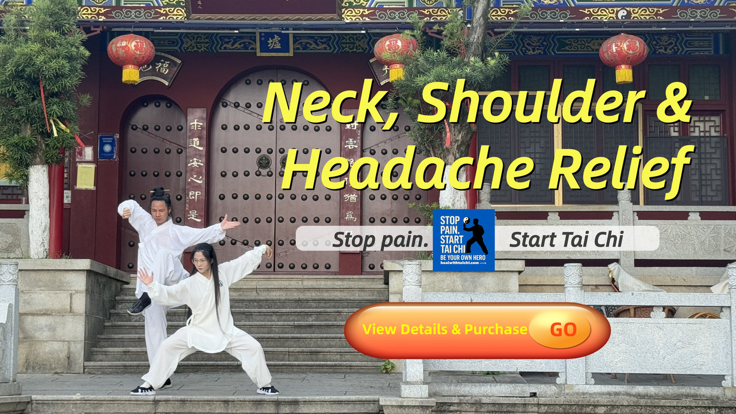15-Minute Standing & Lying Tai Chi — Quick, natural relief for neck stiffness, tight shoulders, dull/achy pain, head pressure & throbbing; easier turning. Gentle, low-impact, science-based & safe