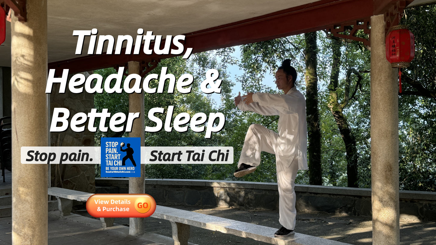 20-Minute Seated & Standing Tai Chi — Quick, natural support to quiet ringing, ease head pressure/throbbing, lower stress & improve sleep quality. Simple, gentle moves. Science-based & safe